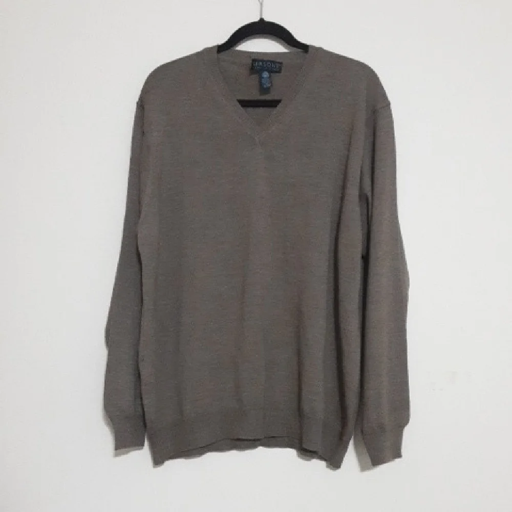Giasone Men Brown Sweater Wool Pull Over Soft Event Office Luxury Y2k Grandpa Xl